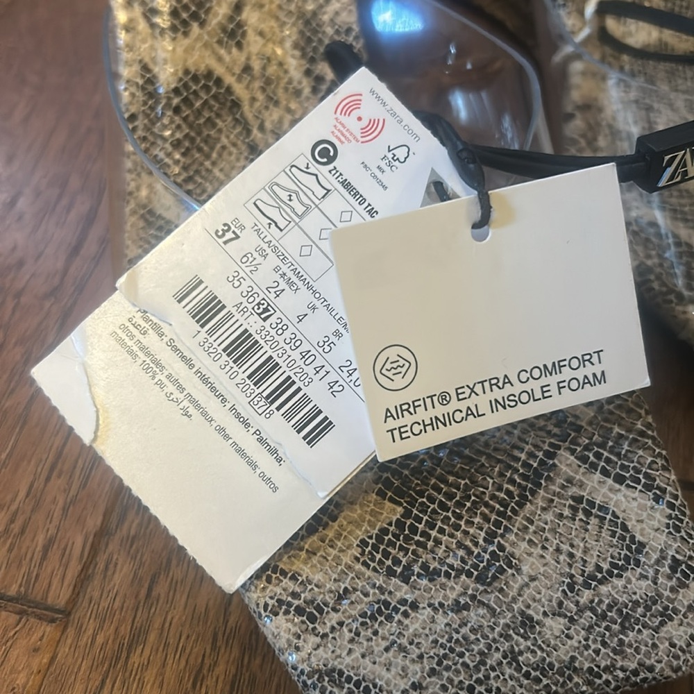Zara Snakeskin clear wedge heels 37 / 6.5 - Picture 7 of 8